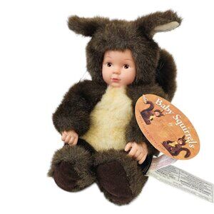 Anne Geddes Vintage Bean Filled Collection Baby Squirrel, 1998,, Deadstock, NWT